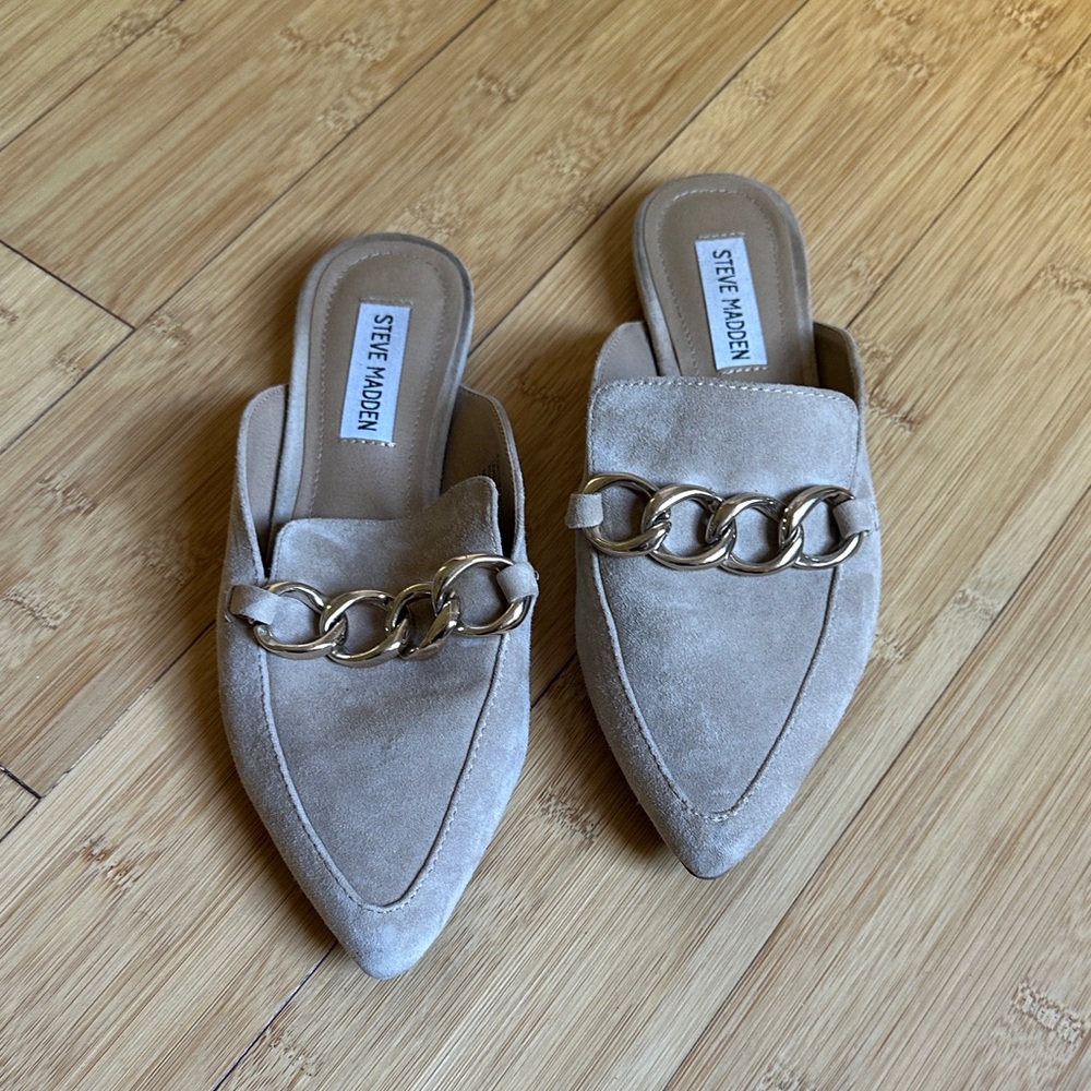 Steve Madden Beige Suede Mules